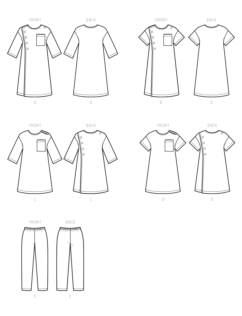 Simplicity Pattern SS9578 Children's, Girls' and Boys' Recovery Gowns and Pants