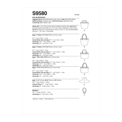 Simplicity Pattern SS9580 Bags, Hat and Necklace