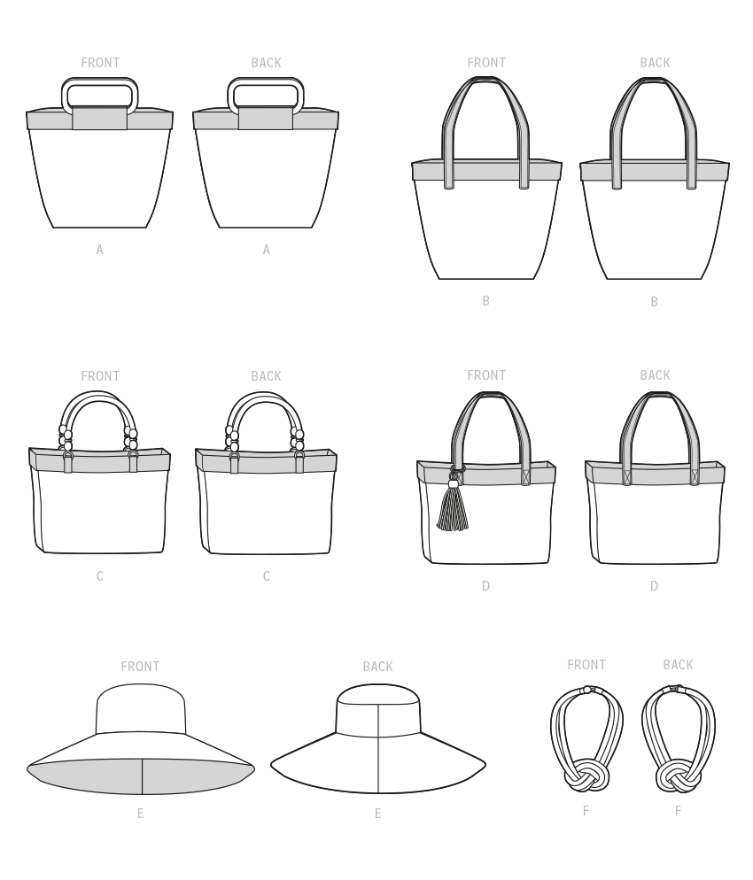 Simplicity Pattern SS9580 Bags, Hat and Necklace