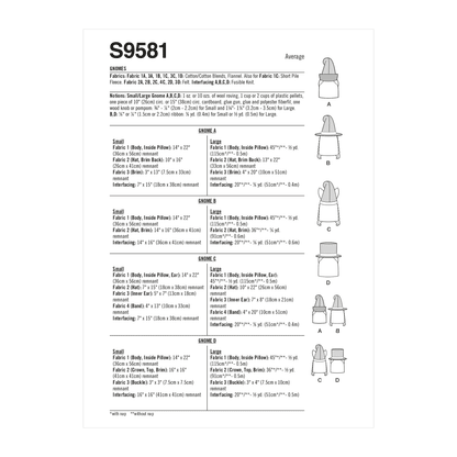 Simplicity Pattern SS9581 Plush Gnomes in Two Sizes