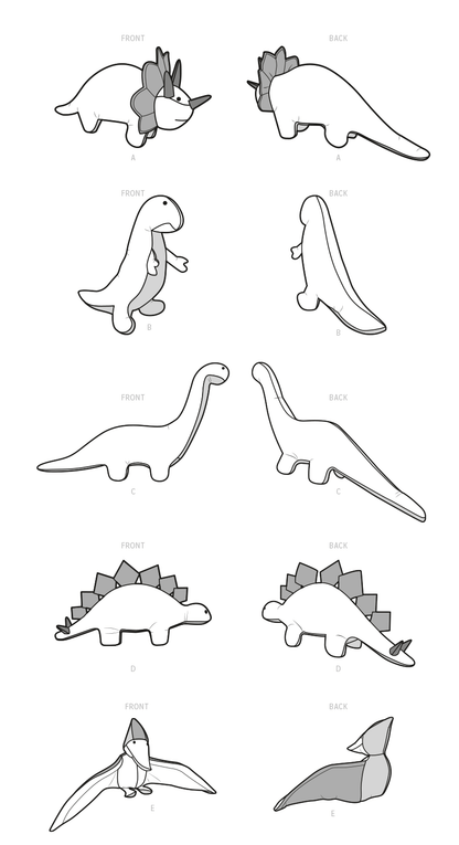 Simplicity Pattern SS9585 Plush Dinosaurs by Andrea Schewe