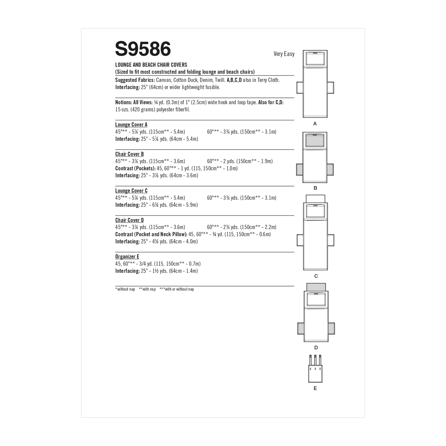 Simplicity Pattern SS9586 Lounge and Beach Chair Covers
