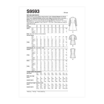 Simplicity Pattern SS9593 Men's Coat, Jacket and Vest