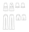 Simplicity Pattern SS9611 Misses' Tunic, Cropped Top, Pants and Shorts