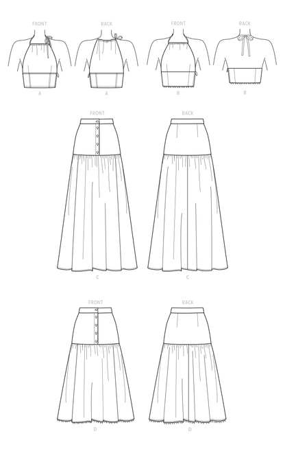 Simplicity Pattern SS9613 Misses' Top and Skirts