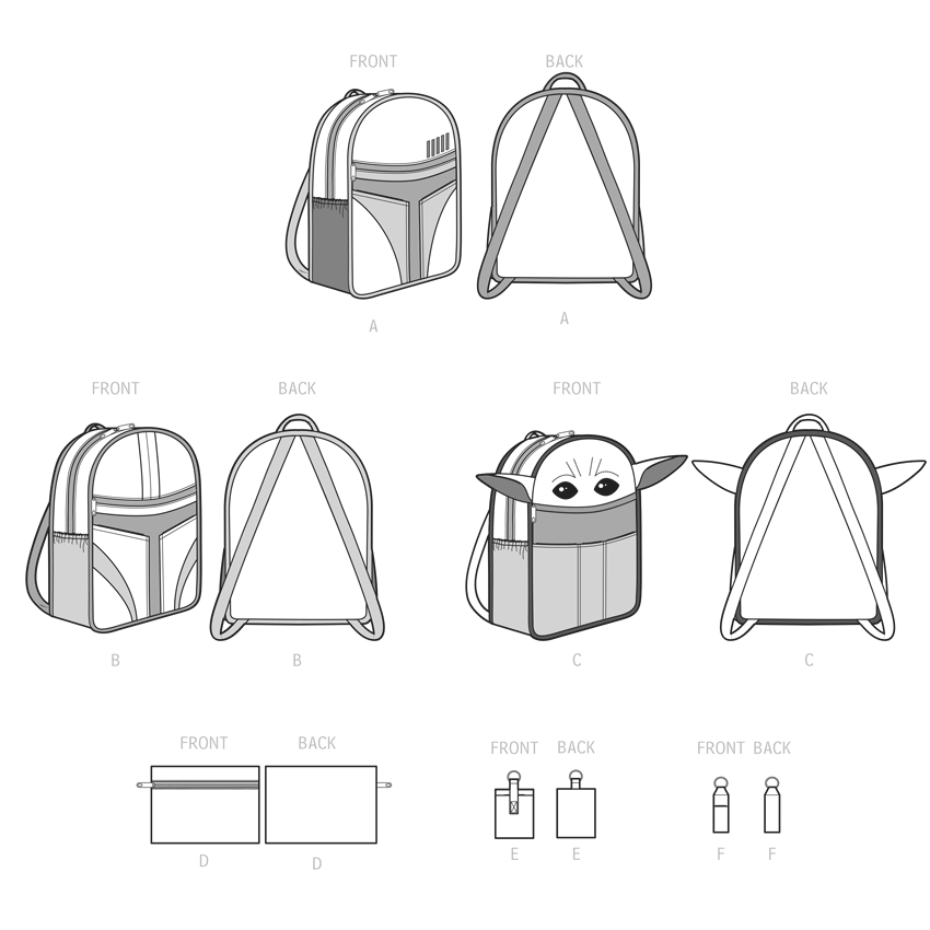 Simplicity Pattern S9619 Disney Star Wars Backpack & Accessories