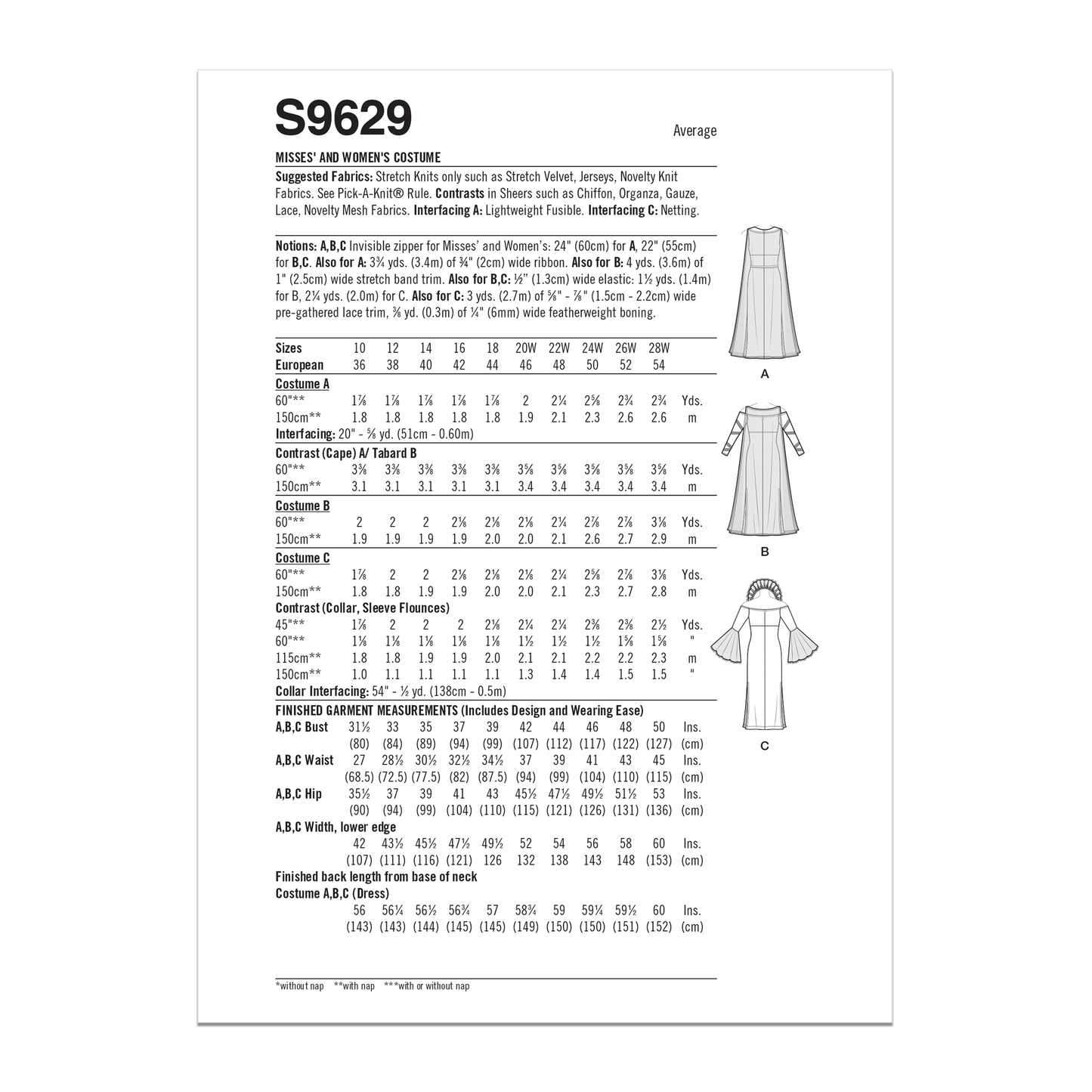 Simplicity Pattern S9629A Miss Women's Costumes