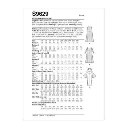 Simplicity Pattern S9629A Miss Women's Costumes