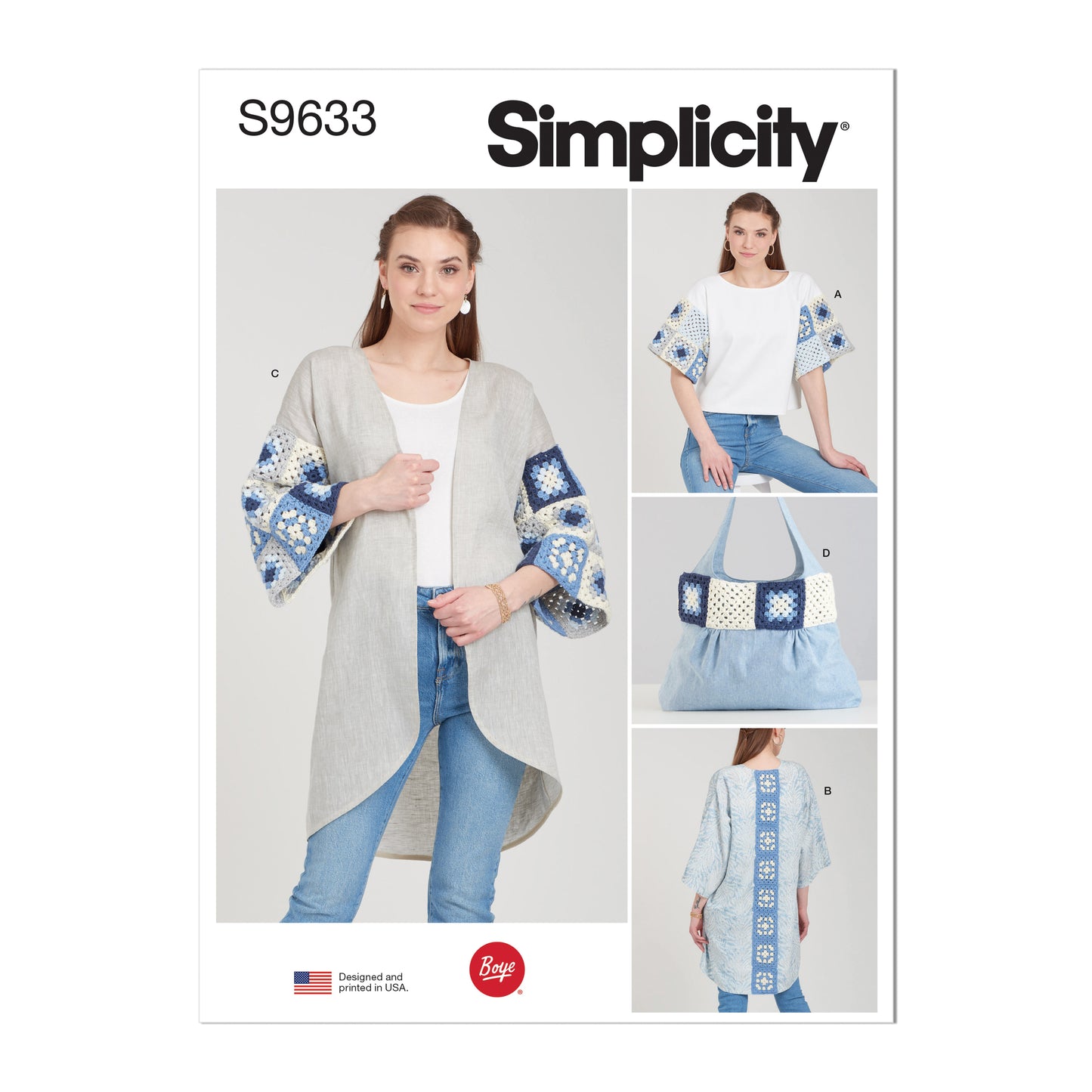 Simplicity Pattern S9633A Misses' Cropped Top Jacket & Bag