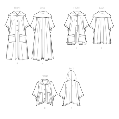 Simplicity Pattern S9649A Misses' Ponchos