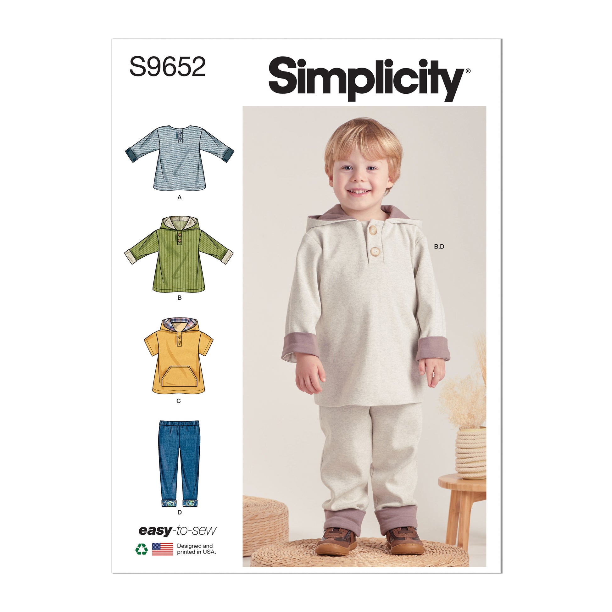 Simplicity Pattern S9652A Toddler's Tops & Pants