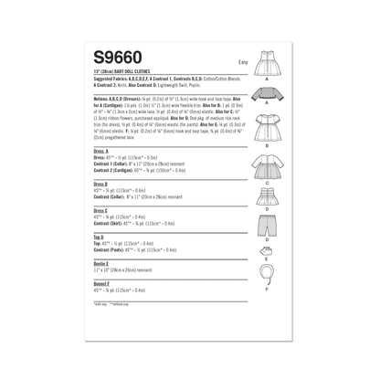 Simplicity Pattern 9660 Doll Clothes