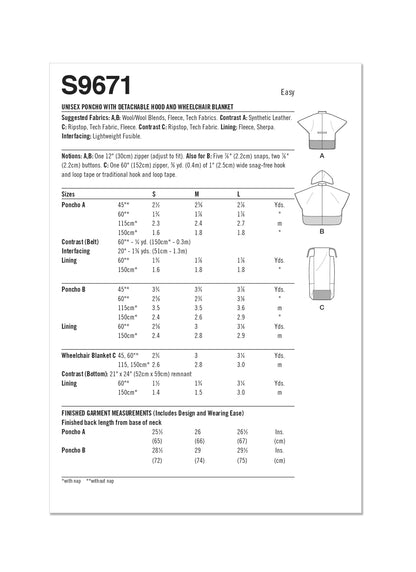 Simplicity Pattern 9671 Ponchos