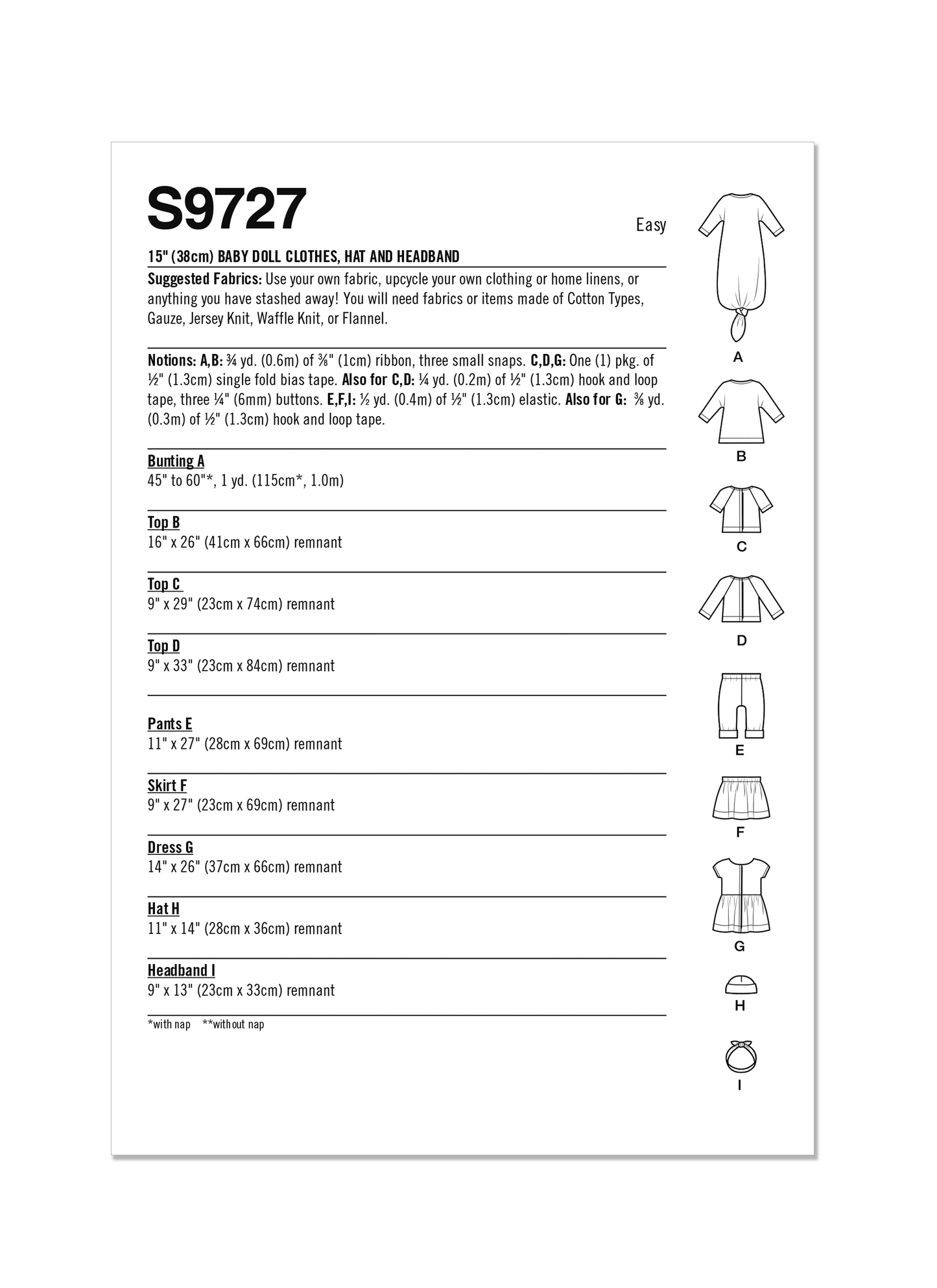 Simplicity Pattern S9727 Doll Clothes