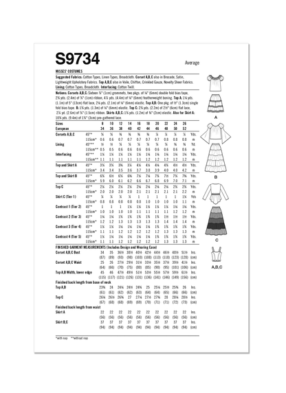 Simplicity Pattern S9734 Misses Costume