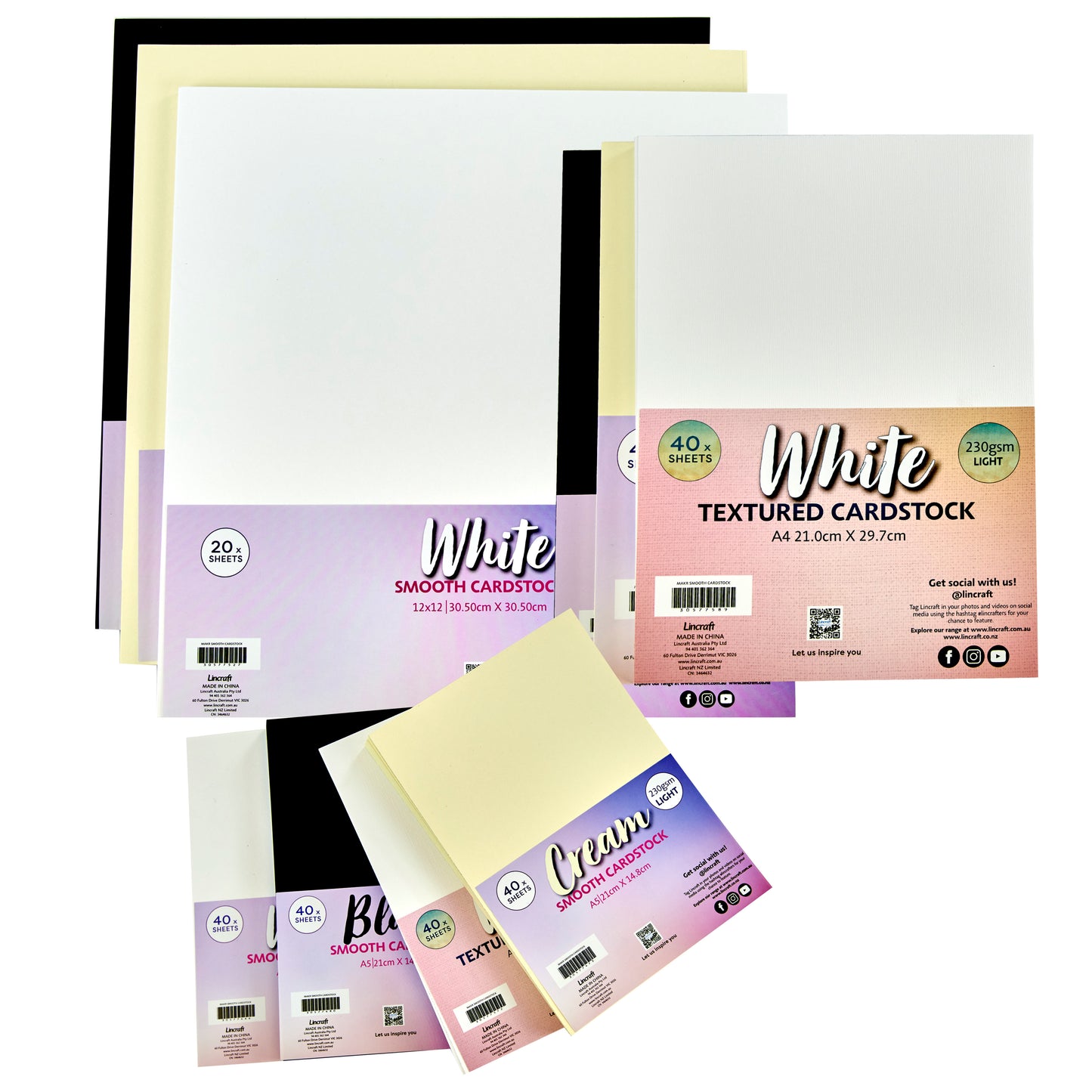 Makr Textured Lightweight Cardstock, White- A4