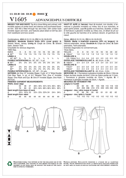 Voguepattern V1605 Misses' Top and Skirt