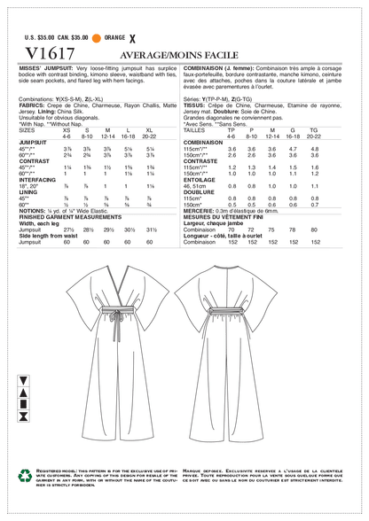 Voguepattern V1617 Misses' Jumpsuit