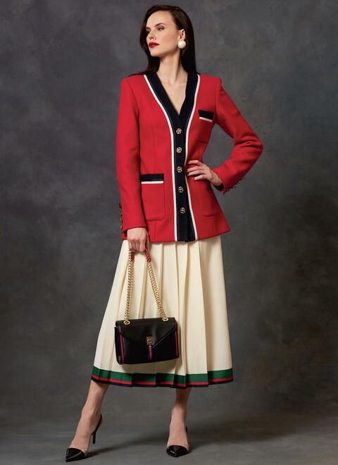 Vogue Pattern V1643 
Misses'/Misses' Petite Jacket, Dress and Skirt A5(6-8-10-12-14)