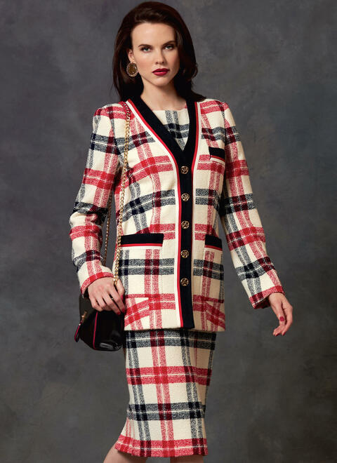 Vogue Pattern V1643 
Misses'/Misses' Petite Jacket, Dress and Skirt A5(6-8-10-12-14)