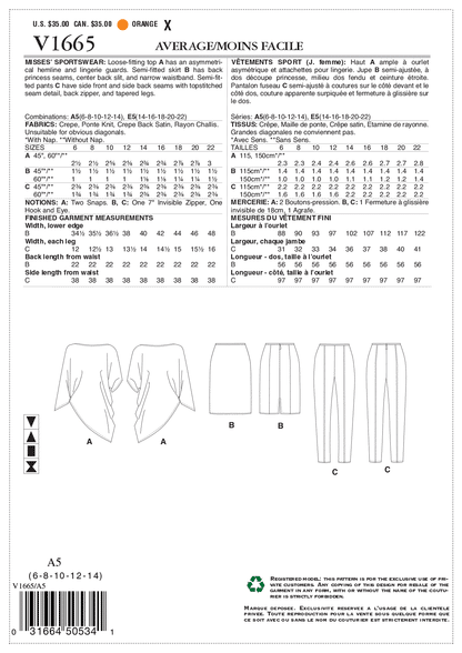 Voguepattern V1665 Misses Sportswear