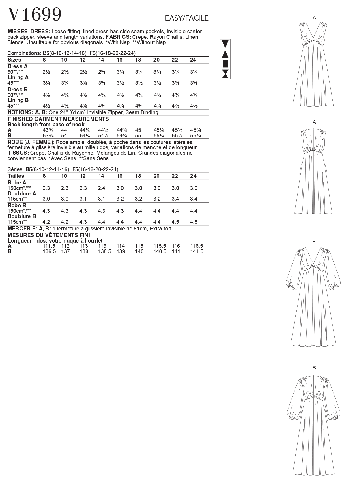 Vogue Pattern V1699 Misses' Dress