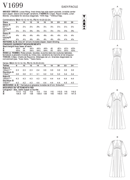 Vogue Pattern V1699 Misses' Dress