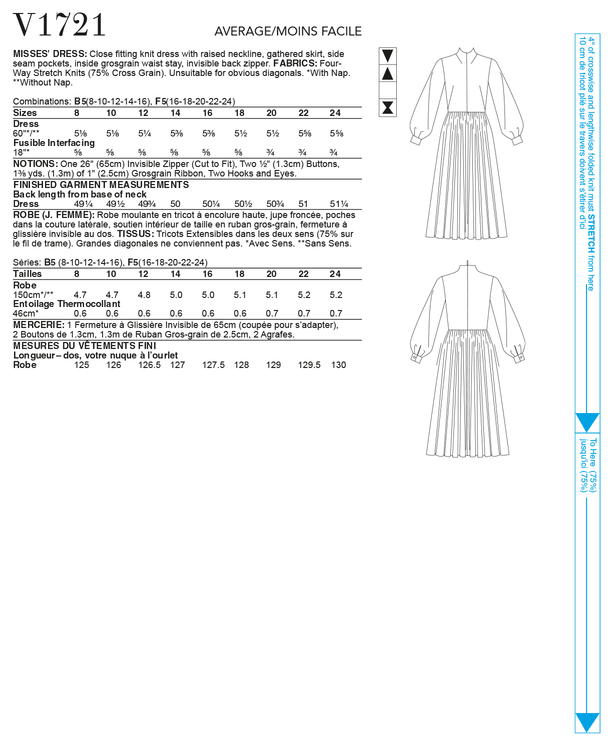 Vogue Pattern V1721 Misses' Dress