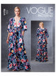 Vogue Pattern V1735 Misses' Deep-V Kimono-Style Dresses with Self-Tie