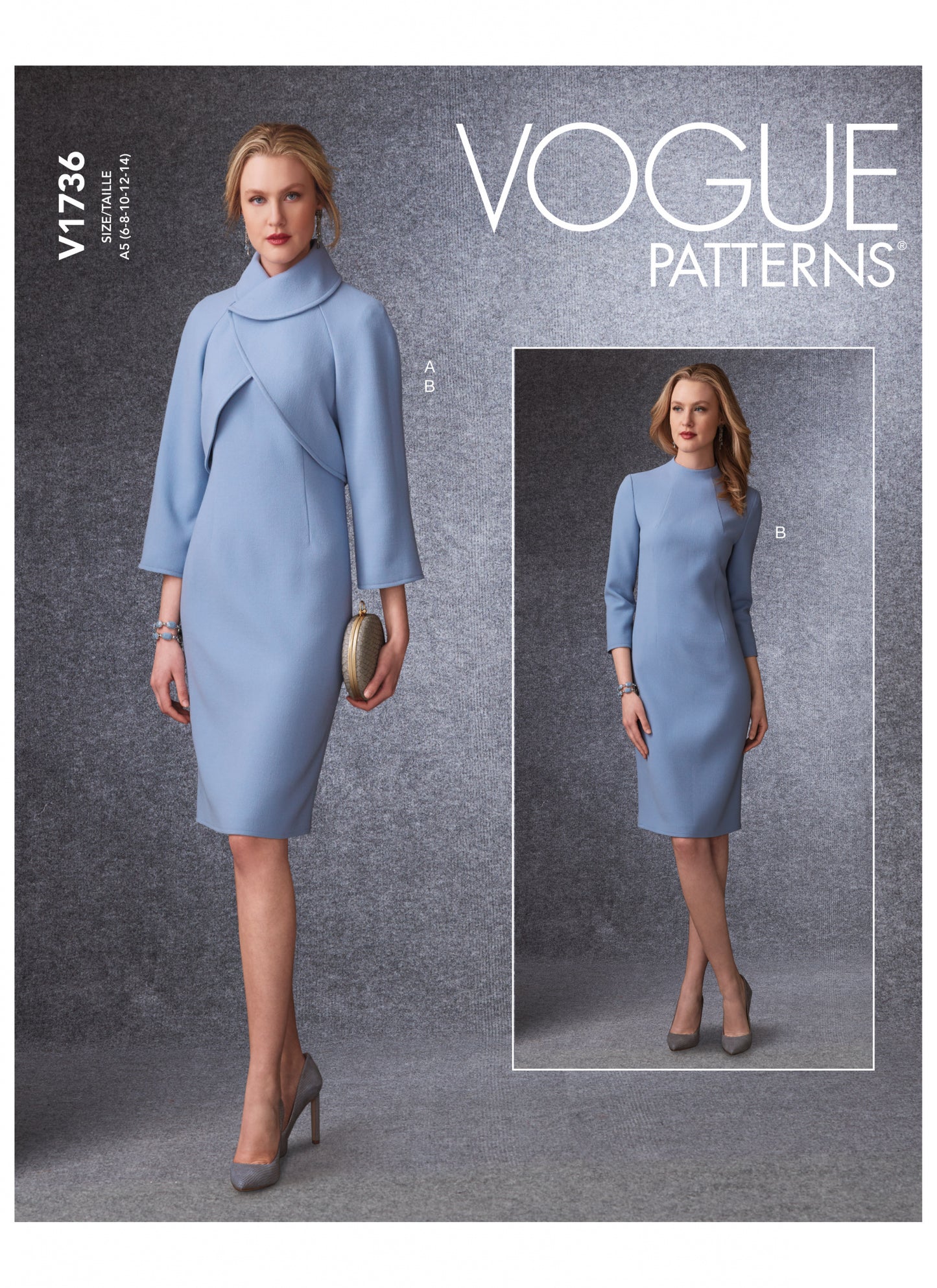 Vogue Pattern V1736 Misses' Lined Raglan-Sleeve Jacket and Funnel-Neck Dress