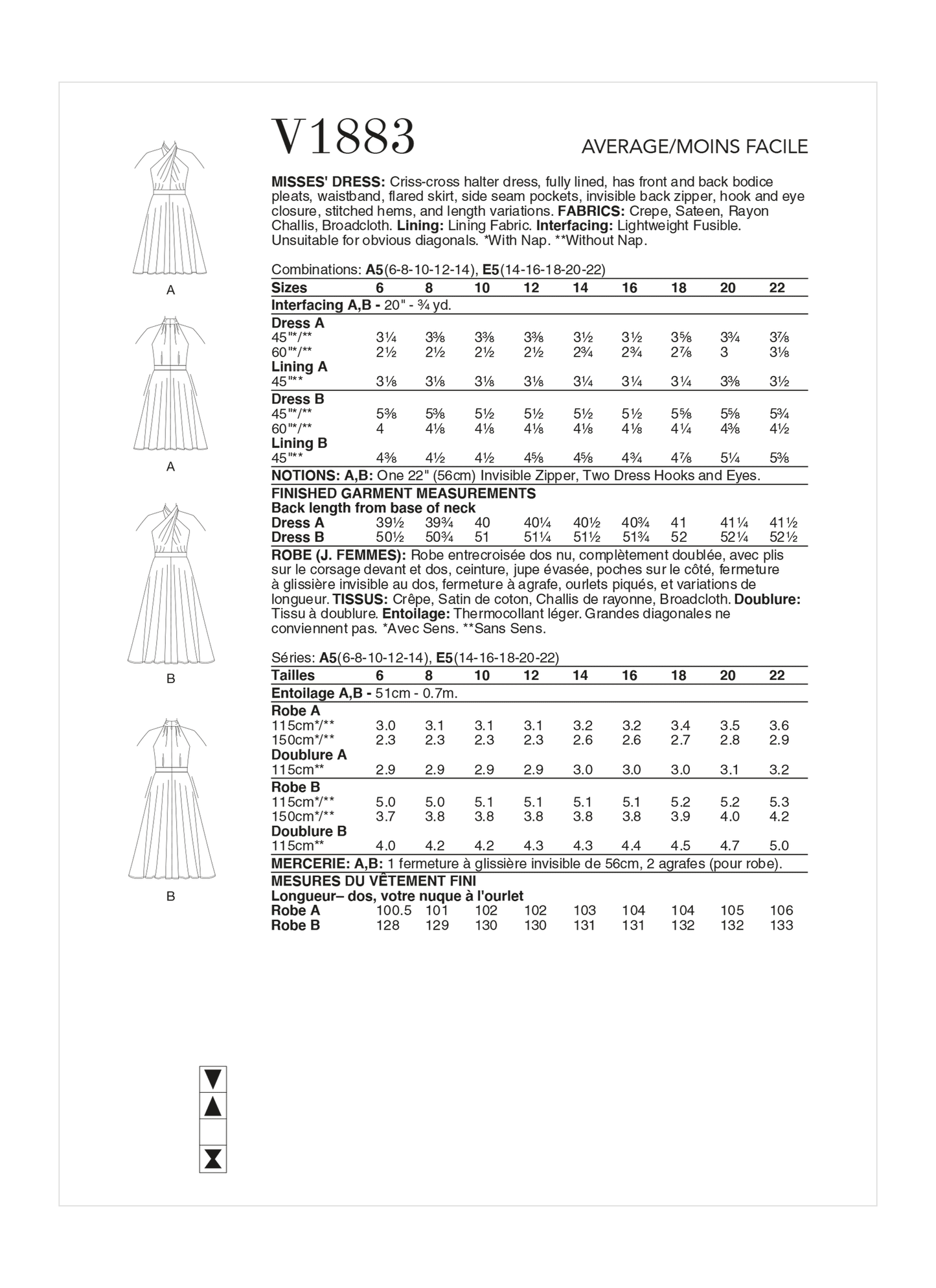 Vogue Pattern V1883 Misses' Dress