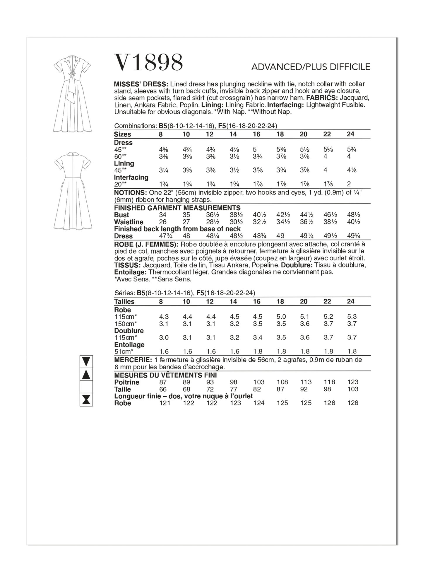 Vogue Pattern V1898 Misses' Dress