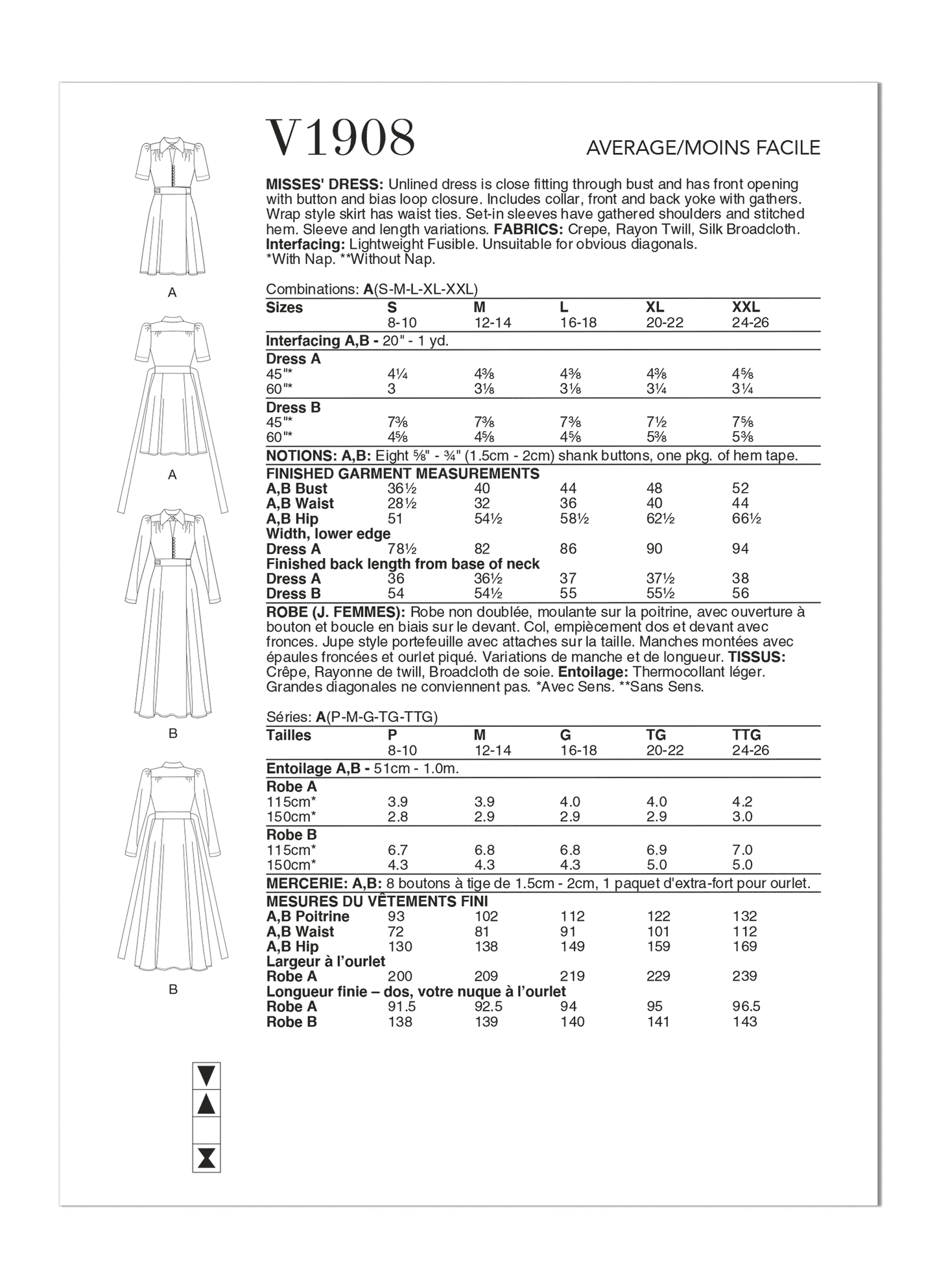 Vogue Pattern V1908 Misses' Dress