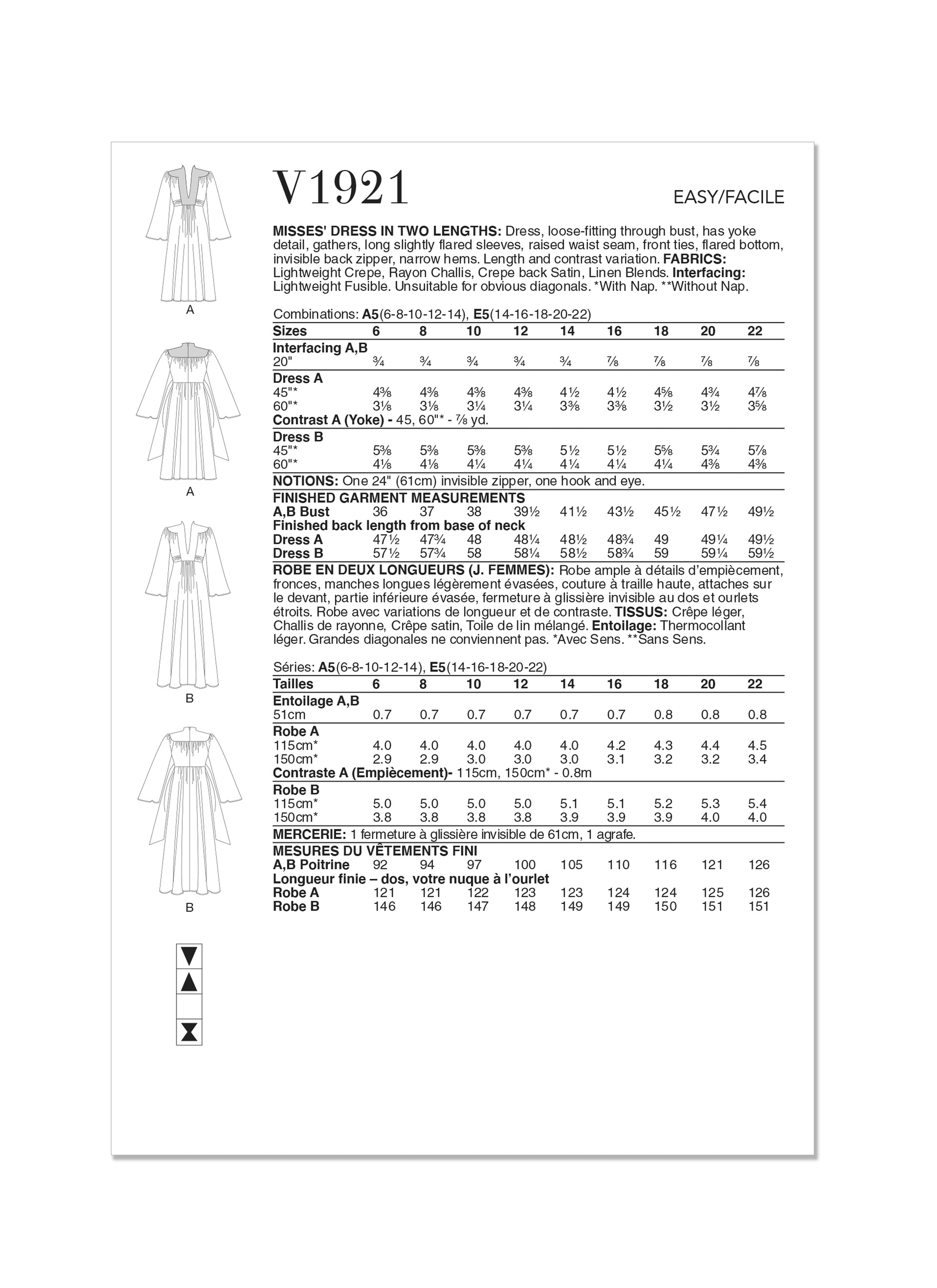 Vogue V1921 Miss Dress In two Lengths