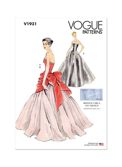 Vogue V1931 Misses' Vintage Dress and Overbodice with Pannier