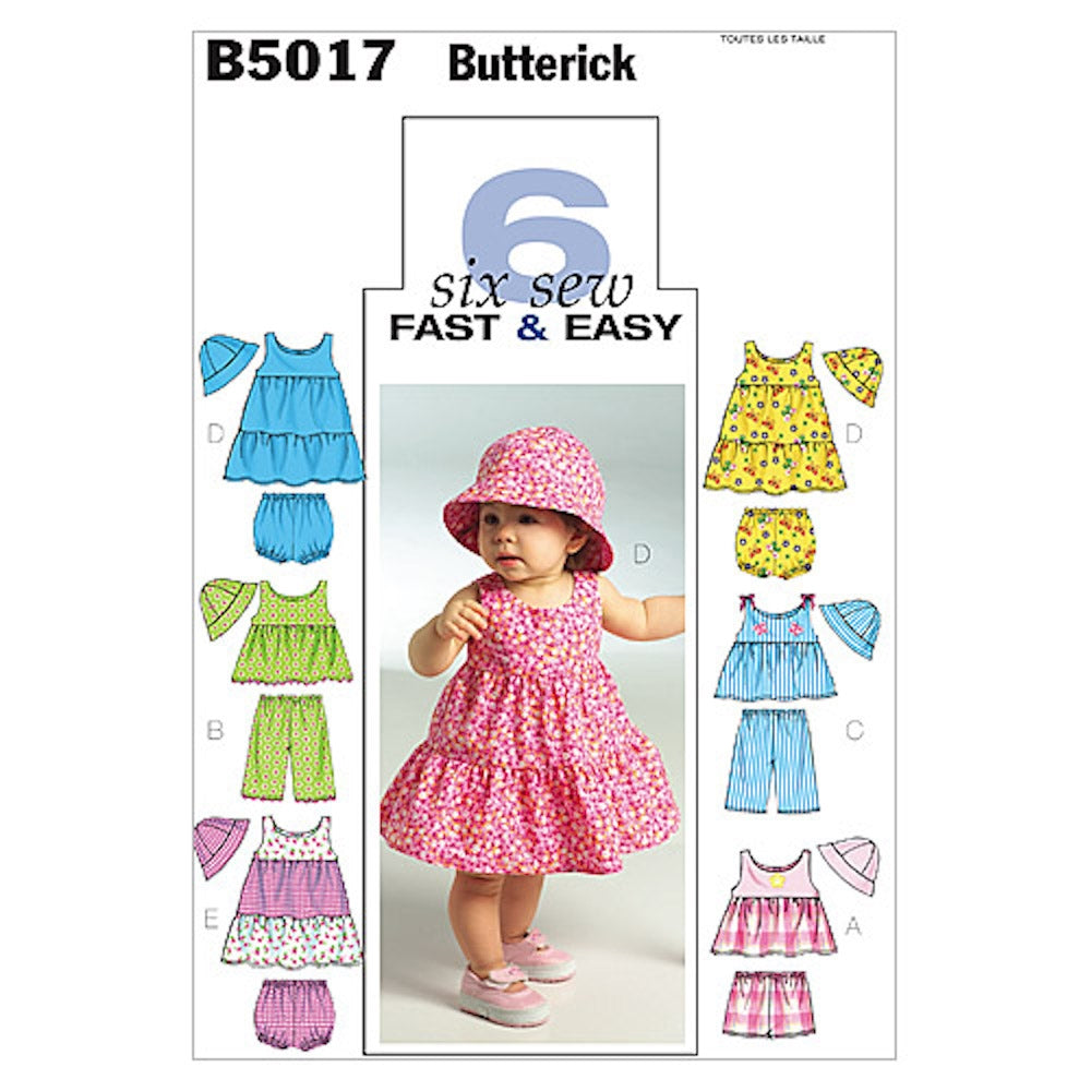 Butterick Pattern B5017 Infants' Top, Dress, Panties, Shorts, Pants and Hat