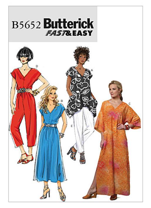 Butterick Pattern B5652 Misses' Top, Dress, Caftan, Jumpsuit and Pants