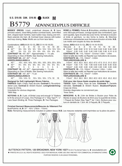 Butterick Pattern B5779 Misses' Dress