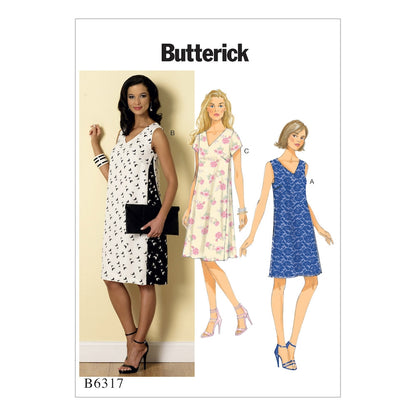 Butterick Pattern B6317 Misses' Pullover V-Neck Dresses