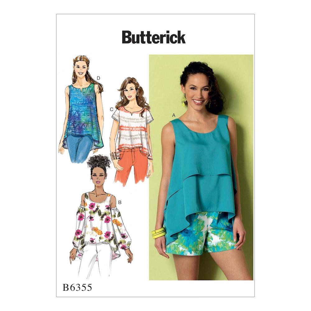 Butterick Pattern B6355 Misses' Overlay, Cold Shoulder or Notch-Neck TopsMisses' Overlay, Cold Shoulder or Notch-Neck Tops