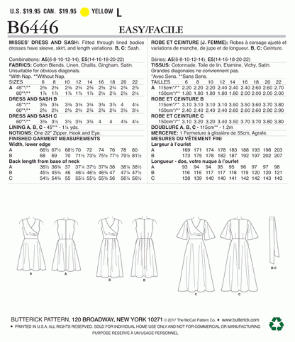 Butterick Pattern B6446 Misses' Pleated Wrap Dresses with Sash