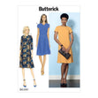 Butterick Pattern B6480 Misses' Fitted Dresses with Hip Detail, Neck and Sleeve Variations