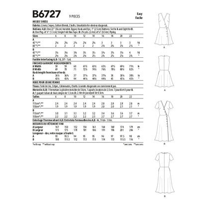 Butterick Pattern B6727 Misses' Dresses