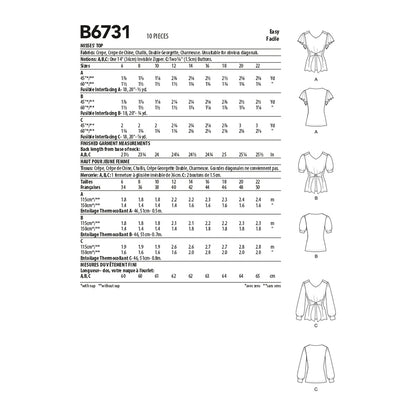 Butterick Pattern B6731 Misses' Top