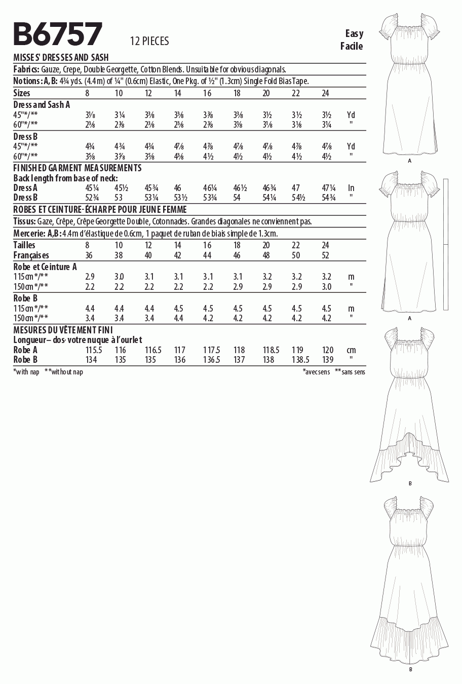 Butterick Pattern B6757 Misses' Dress