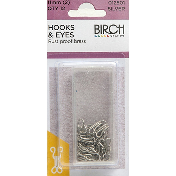 Birch Hook & Eyes, Silver- Size 2 – Lincraft