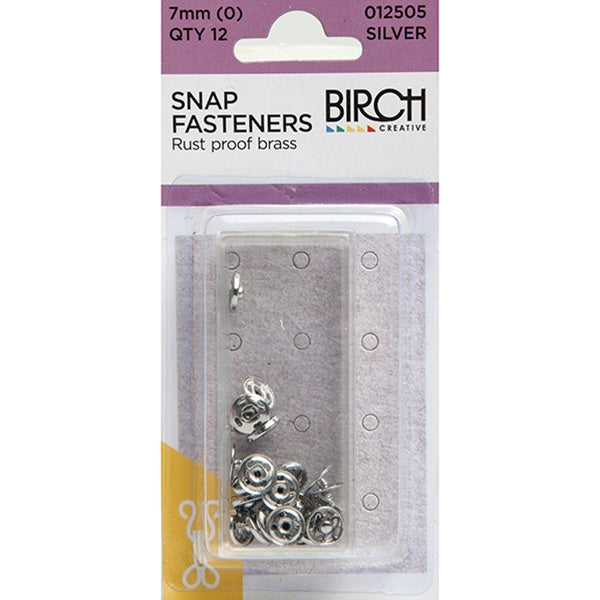 Birch Press Studs, Silver- 7mm