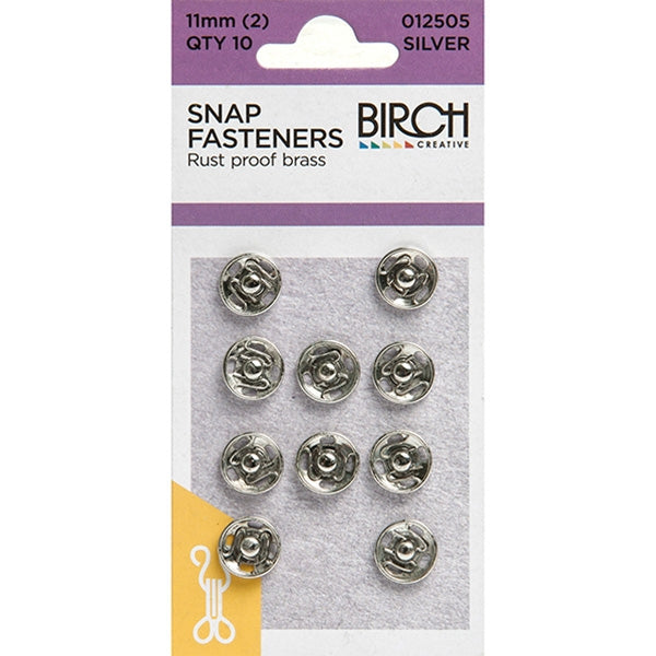 Birch Press Studs, Silver- 11mm