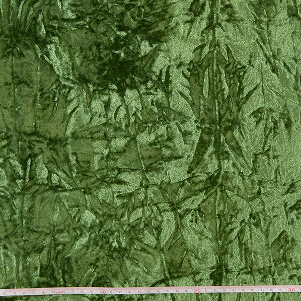 Crinkle Velour Fabric, Kale- Width 150cm
