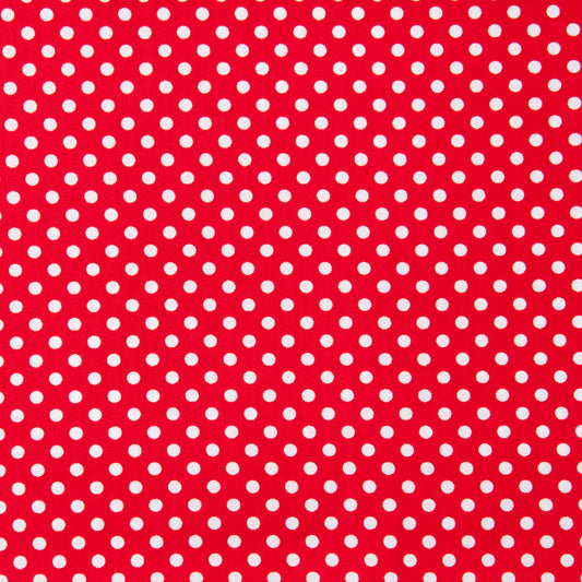 Spotmania Midspot Cotton Fabric, Red & White- Width 114cm